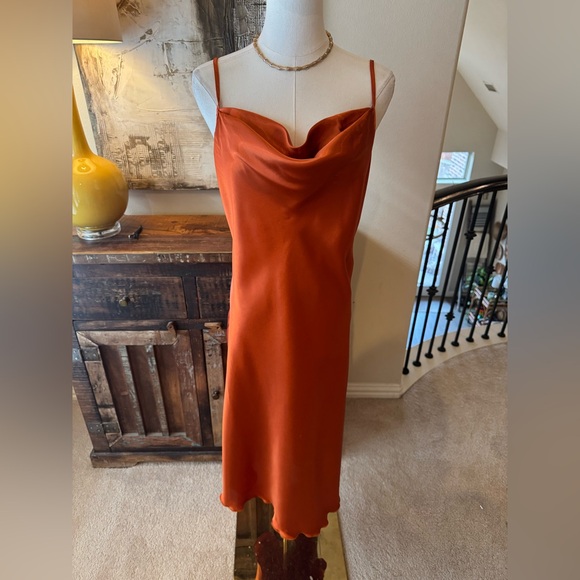 Bebe Satin Cowl Neck Slip Midi Dress - size M - Picture 3 of 7